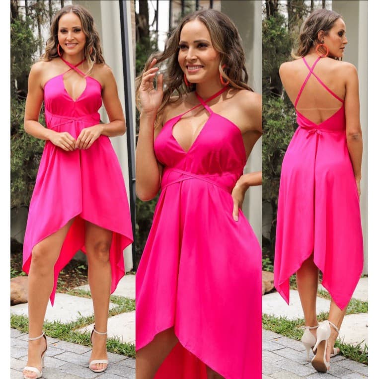 Vestido Envelope Curto Viscolinho Sem Bojo Com Bicos Feminino Muito Lindo