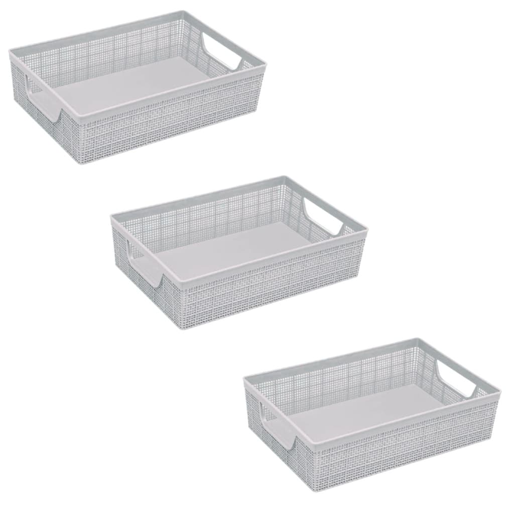 Kit 3 Cinza Cesta Caixa Organizadora de Objetos Organizador de maquiagem organizador multiuso cinza