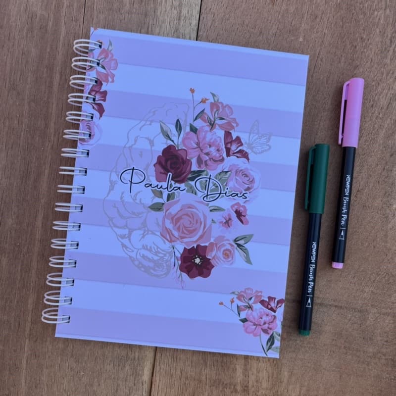 Caderno de psicologia personalizado A5 Cérebro Floral Rosa Capa Dura Super meigo Fazer Anotações Profissões