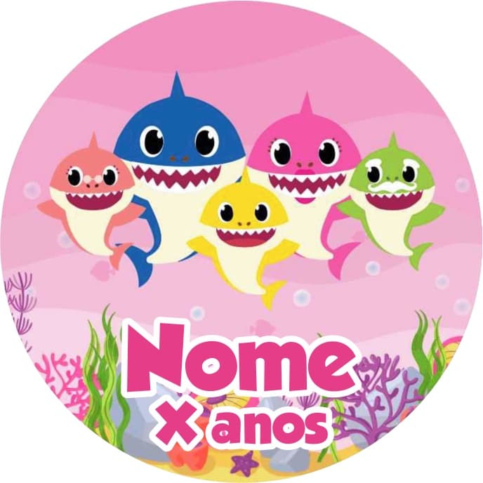 Adesivos Papel Fotográfico 3cm x 3xm Baby Shark Personalizado