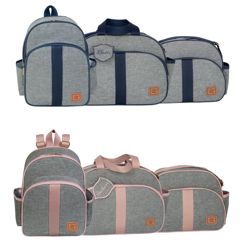 Bolsa de maternidade com chaveiro personalizado com nome do bebê