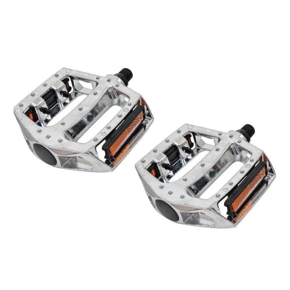 Pedal Bicicleta Plataforma Rosca Fina 1/2 Sueco Alumínio Mtb Com Refletor