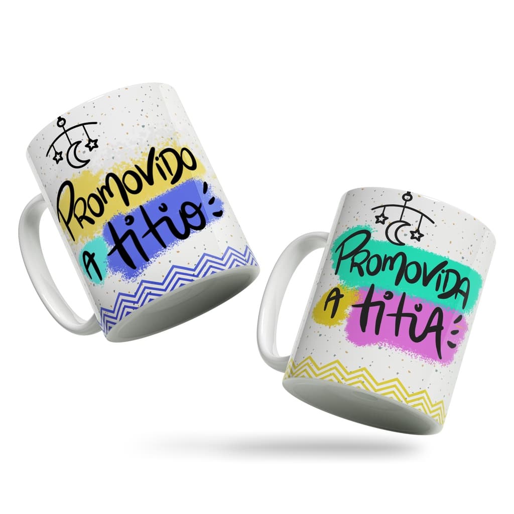Canecas Promovidos a Titio e Titia - Kit 2 Unidades