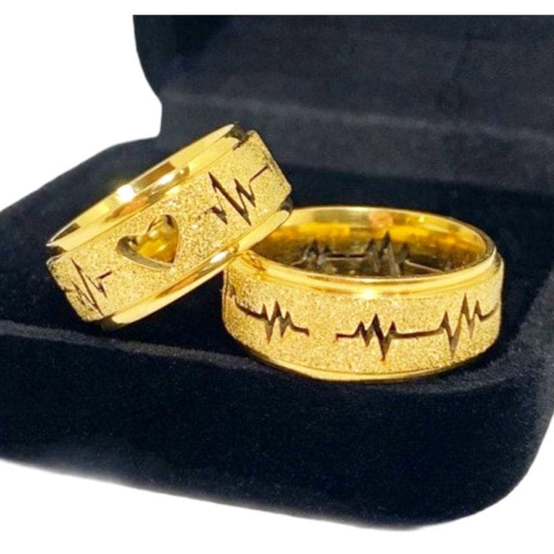 Aliança de Casamento Moeda Antiga Banhada a Ouro 18k Coração Vazado Batimentos Cardíacos Dourada
