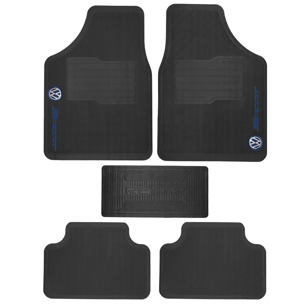 Tapete Automotivo Volkswagen Universal Preto Borracha 5 Peças Gol G1 G2 G3 G4 G5 G6 Voyage Parati Saveiro Polo Pointer Jetta Golf Logus Amarok Mk7 Tiguan T-Cross