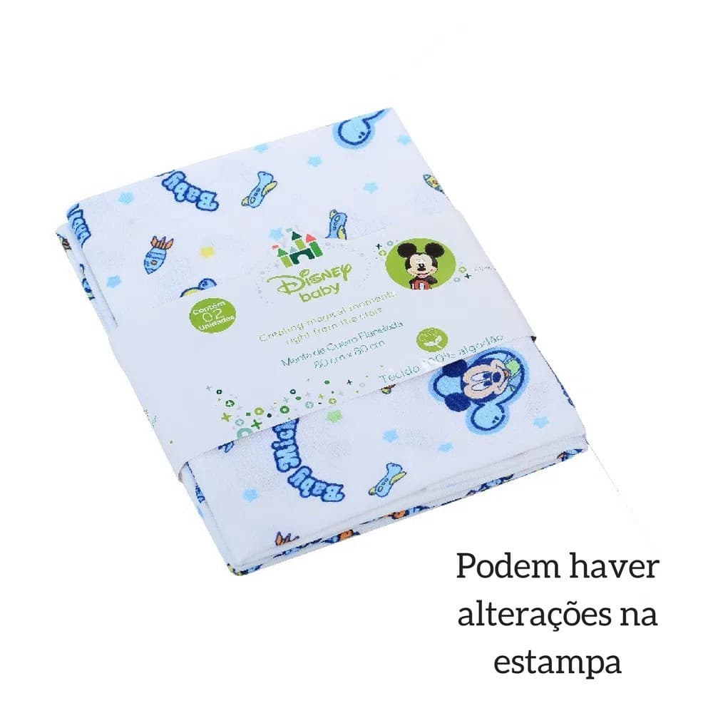 Manta de Cueiro Flanelada Kit 2 peças Minnie Mouse Disney Minasrey menino menina