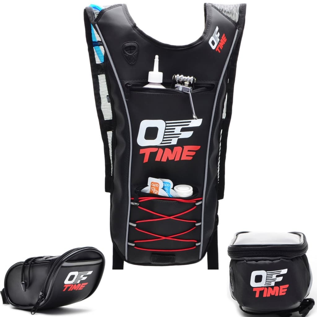 Kit mochila De Hidratação Térmica 2 L + Bolsa De Selim Emborrachada + Bolsa De Celular Smartphone e Iphone