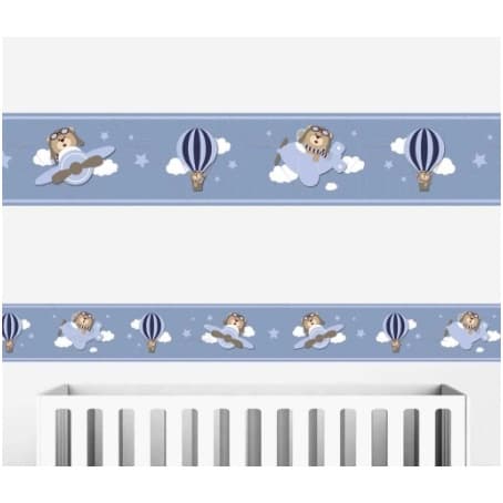 5 Metros faixas decorativas Adesivo Border Infantil Bebê Urso Aviador Star = 349