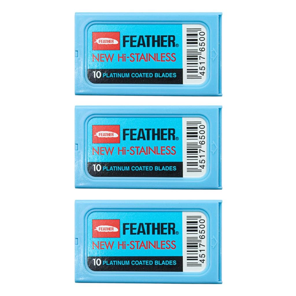 30 Lâminas para Barbear de Aço Inoxidável Feather