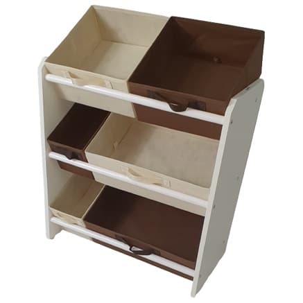 Organizador De Brinquedo Medio Organibox Bege E Marrom