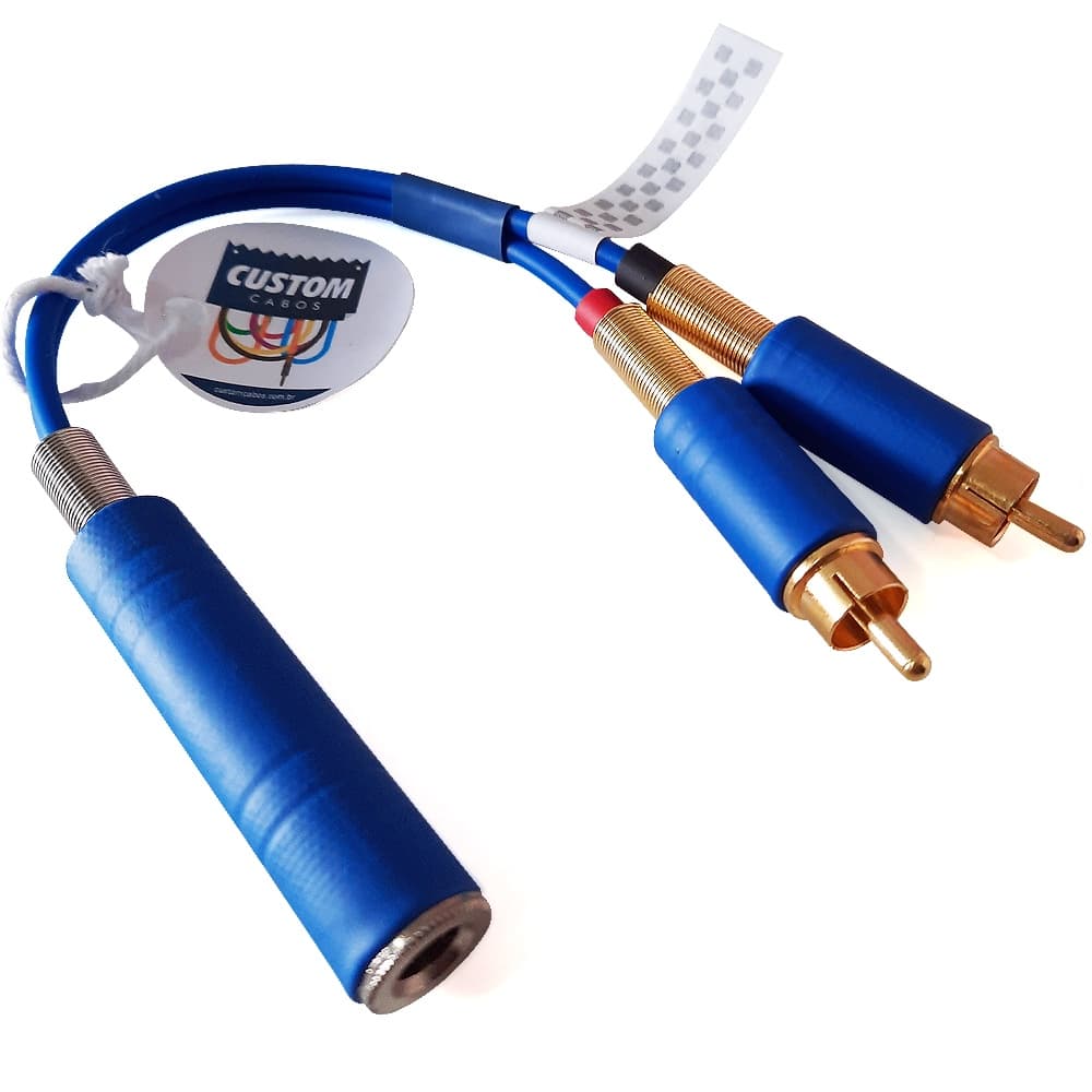 Adaptador 2 Rca (macho) + 1 P10 (J10 fêmea) 20 cm
