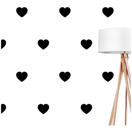 Adesivos De Parede Corações Decorativos 200 Unidades 5cm Preto Quarto Infantil Decoração Romântico