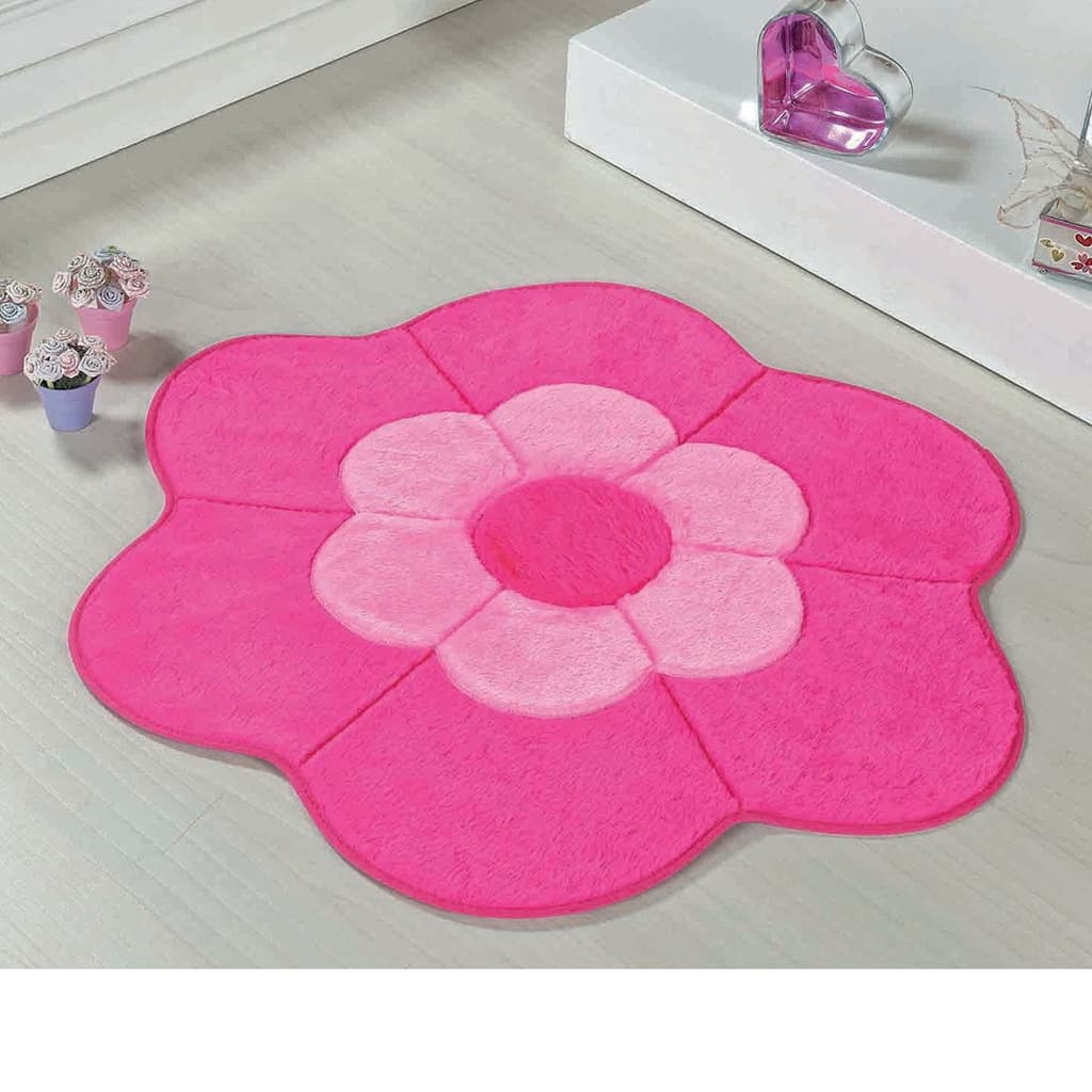 Tapete Infantil Para Brincar Margarida Pink e Lilás Para Quarto De Menina 68cm X 78cm