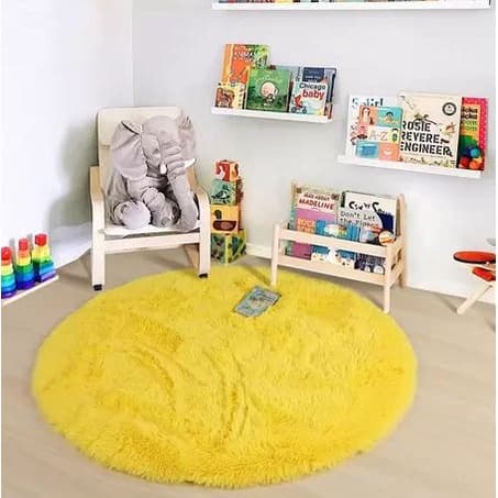 TAPETE REDONDO GRANDE  PELUDO SALA E QUARTO INFANTIL ( 1,30 m Diâmetro ) - VÁRIAS CORES