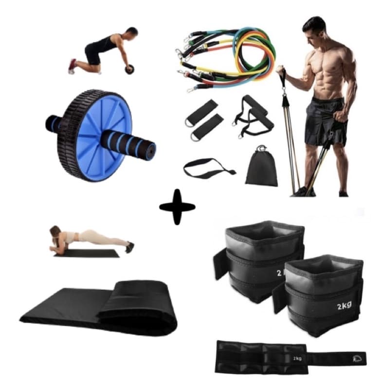 Kit Treino de Malhação Academia Em Casa - kit C/4 Produtos Completo Promoção