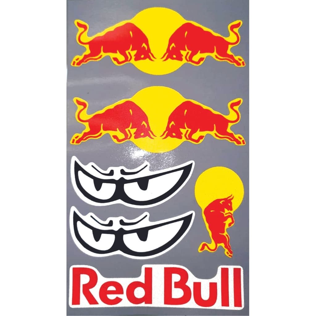 kit adesivo refletivo de capacete, moto e bike redbull 6 pçs
