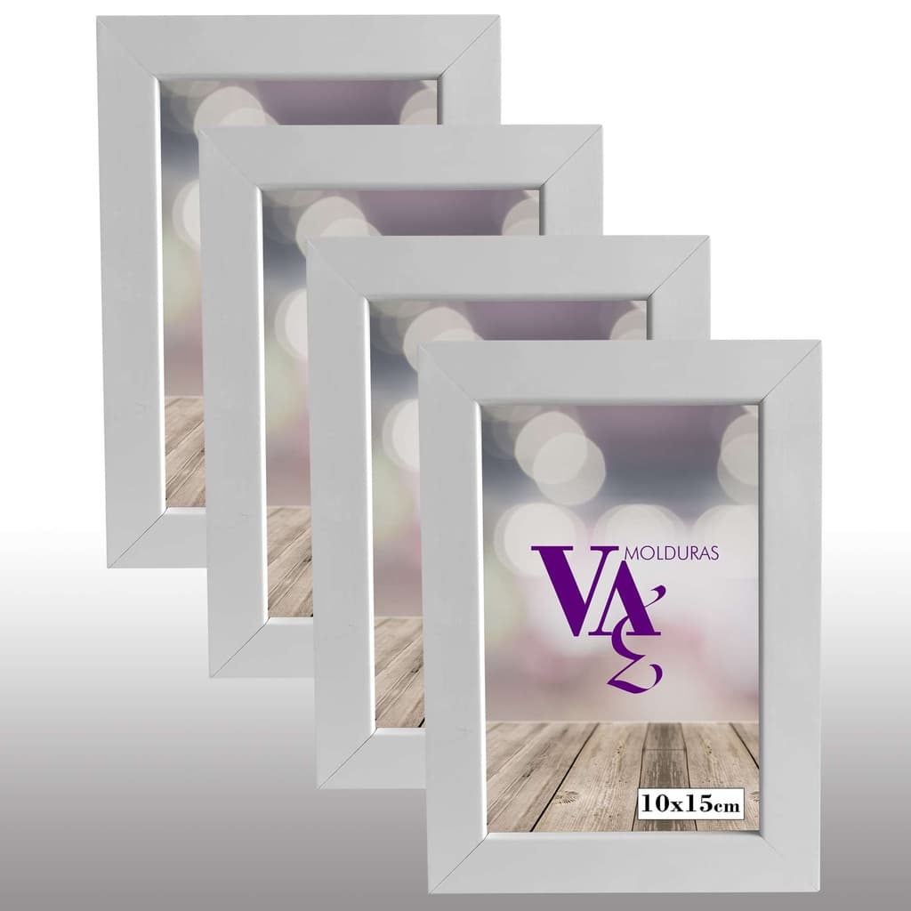 Kit 4 Molduras Branca Porta Retrato branco 10x15 com Vidro