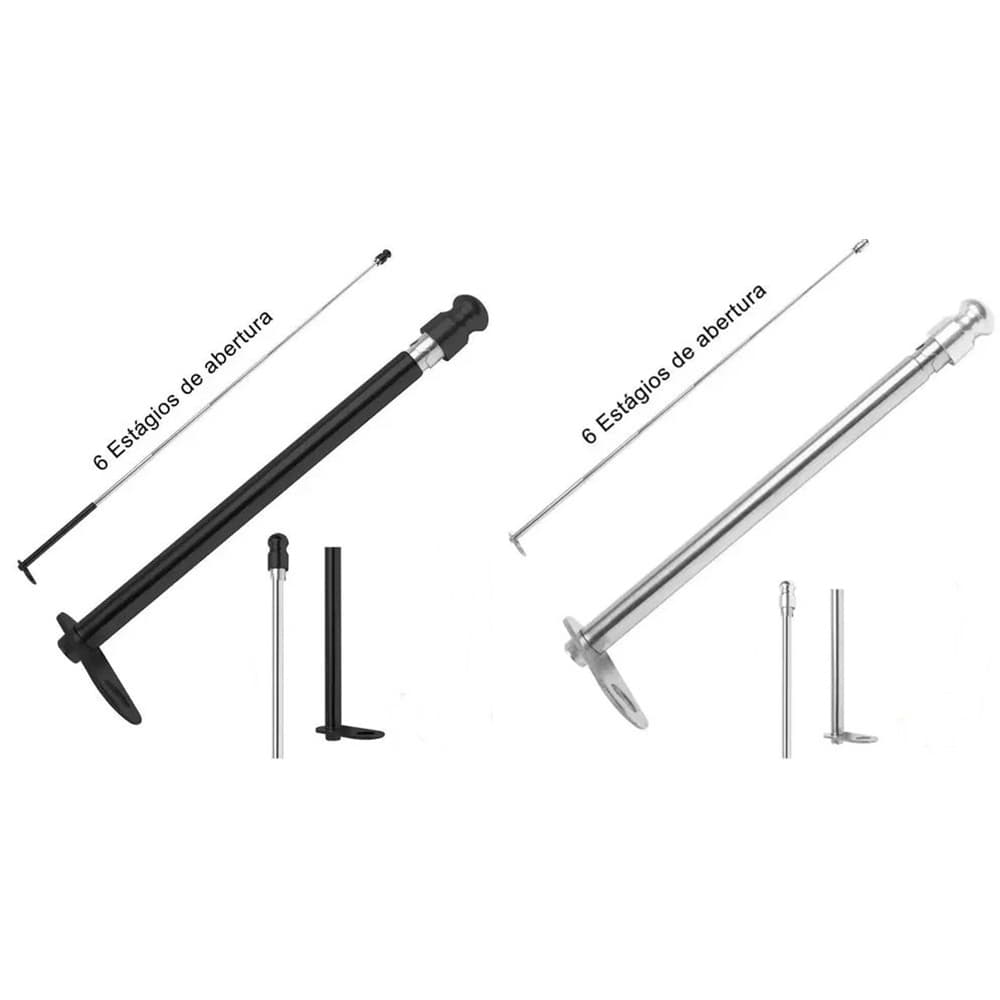 Antena LS em aço inox Moto Corta Pipa 6 Estágios P/ Retrovisor TITAN 125/150/160/BROS /FALCON/CB 250M /TWISTER /CB 300 /XRE/NEXT/YES/YBR/CB 400/450/XLX/NX/XR - preta  ls600 pt