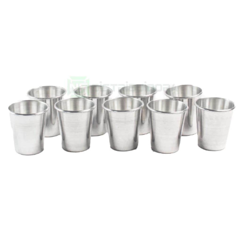 Jogo 6 Copos de Alumínio Polido Resistente Merenda Escolar 250 ML