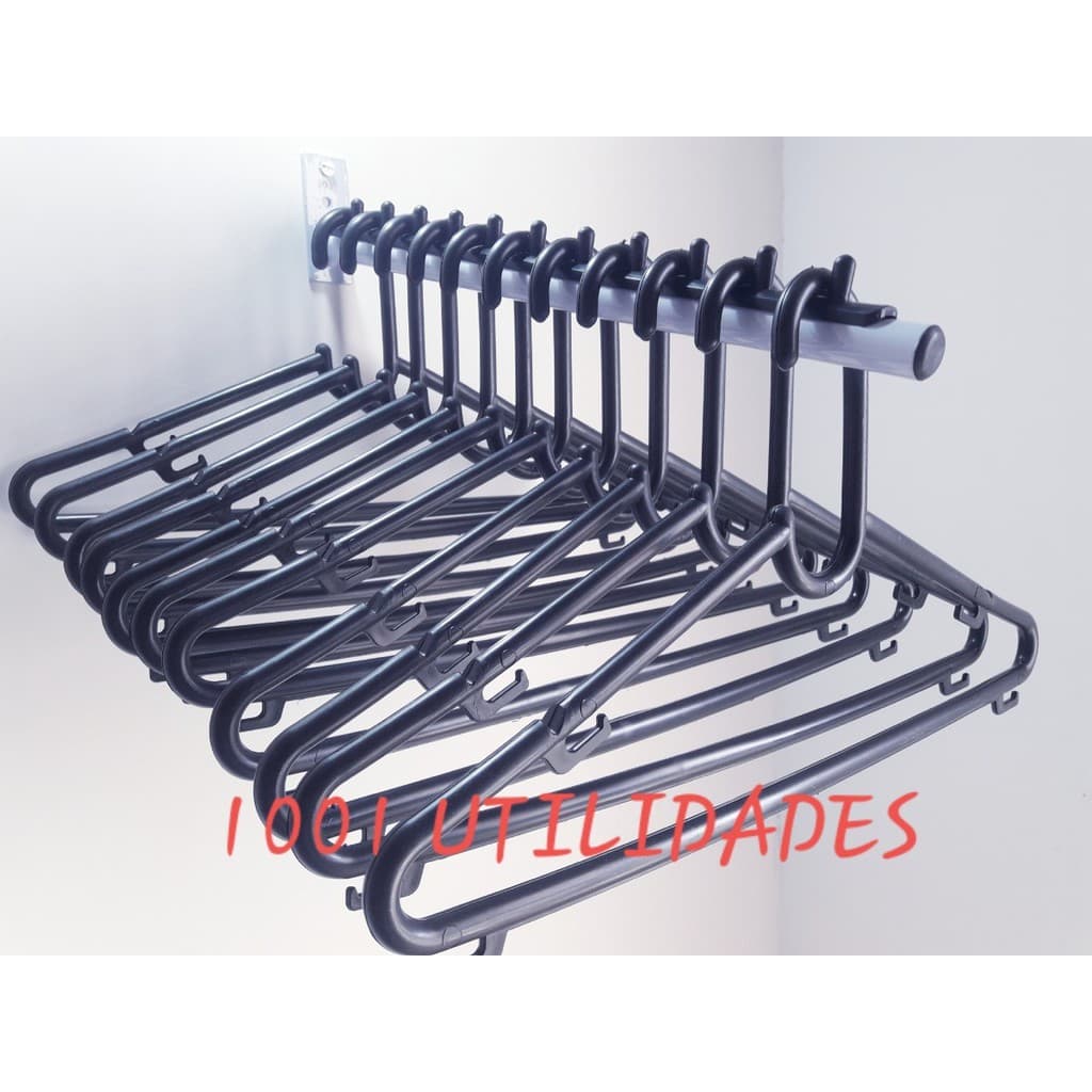 Cabide Adulto Reforçado Redondo Kit Com 20 Unidades Preto ou Branco