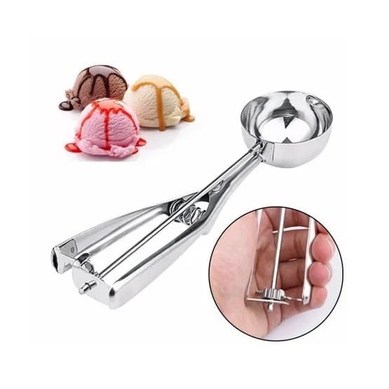 Colher De Sorvete Profissional Pegador Concha Inox Tam Médio