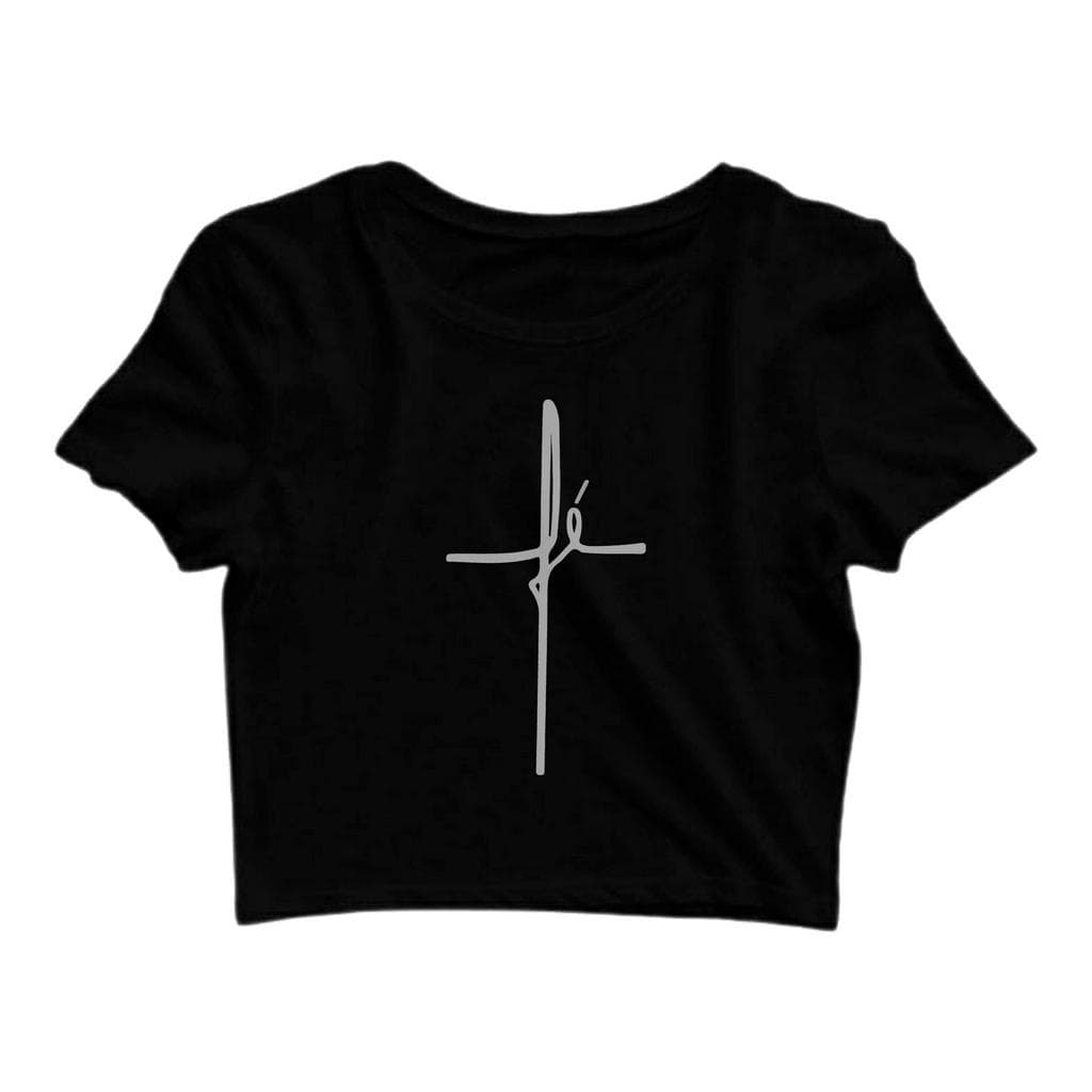 Cropped Fé Feminina  Tendência moda blogueira Camiseta T-Shirt