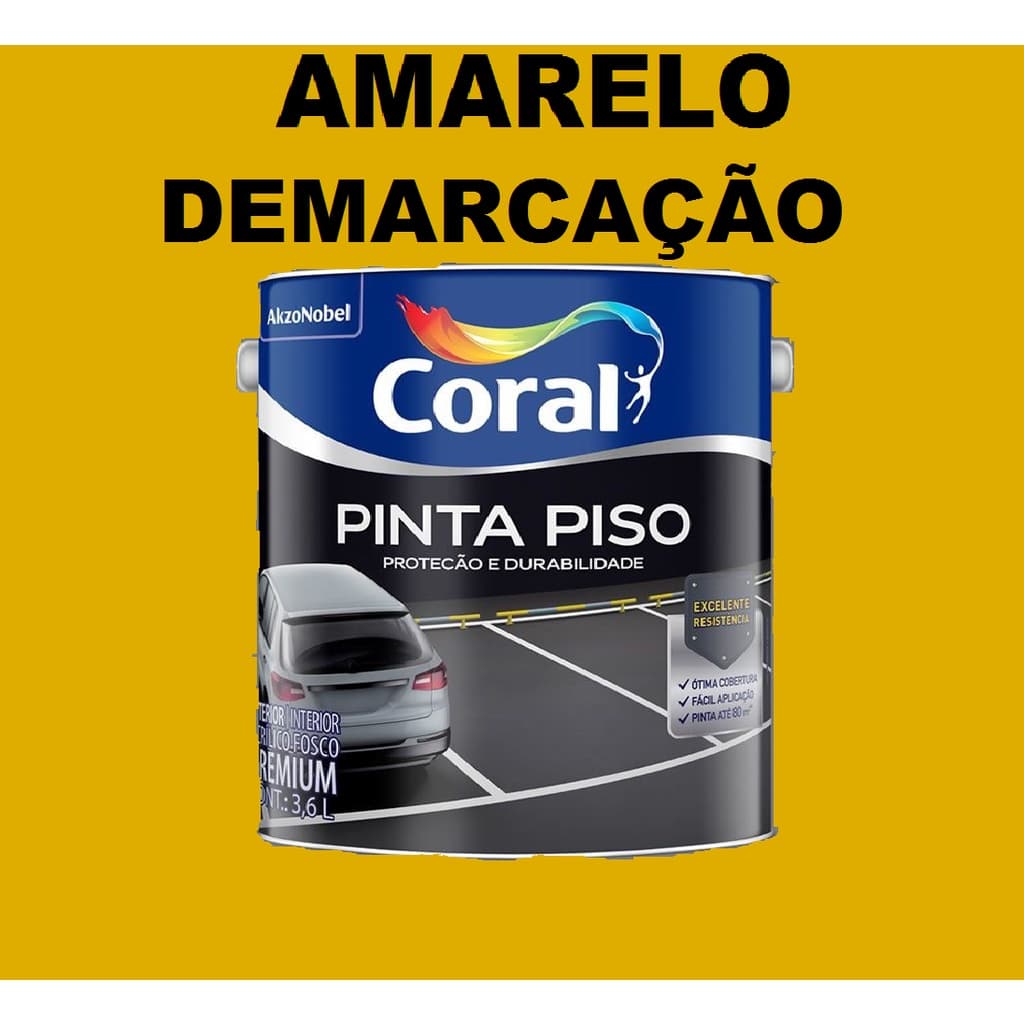 Tinta Pinta Piso Fosco Amarelo Demarcação 3,6 Litros Coral