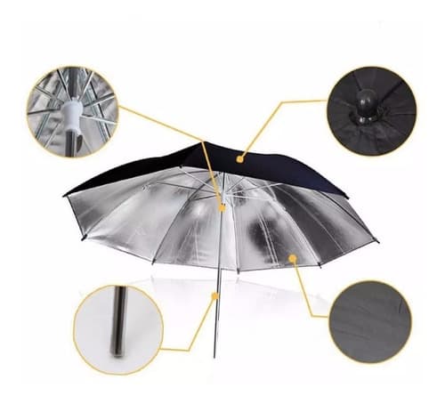 Sombrinha Refletora Preta Prata Rebatedora 84 Cms Fotografia