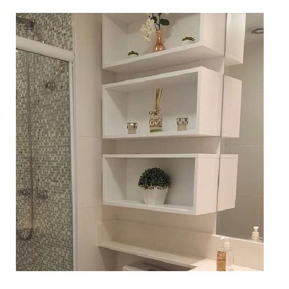 Kit Com 3 Nichos P/ Banheiro Branco 50x25x12
