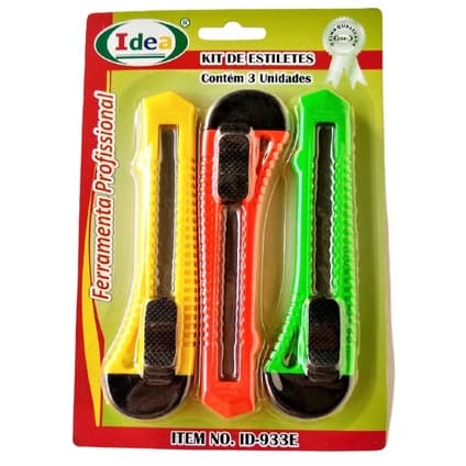 Estilete Profissional Kit Com 3 Peças Lamina Em Aço Insulfilm Desenho Cortar Abrir Caixas Similares