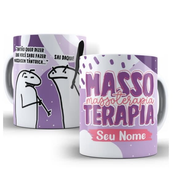 Caneca xícara de Porcelana Personalizada Profissões Massoterapia Com Seu Nome