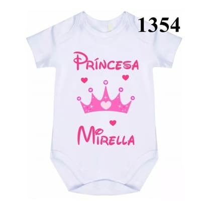 Body Bebê Personalizado Príncesa Com Nome  Cód 1354