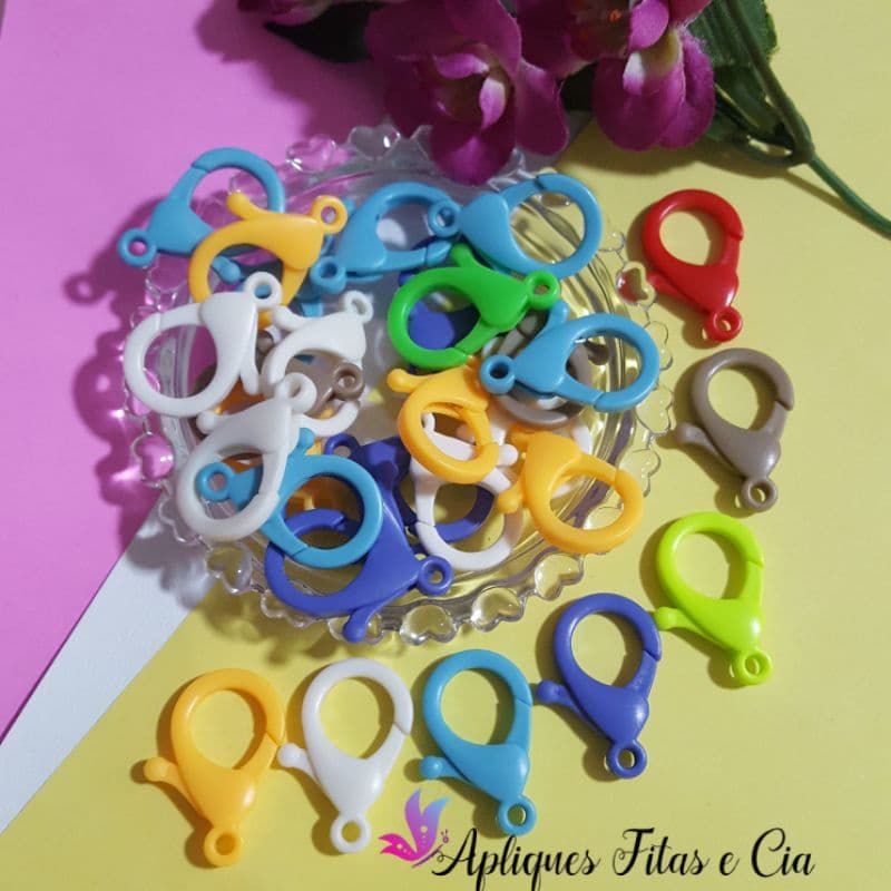 50 Fechos Mosquetão Lagosta Colorido / DIY / Chaveiro / Cordão 3,5X2,0CM