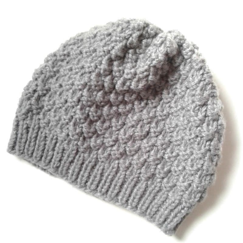 Touca Gorro unissex cinza tricô manual inverno