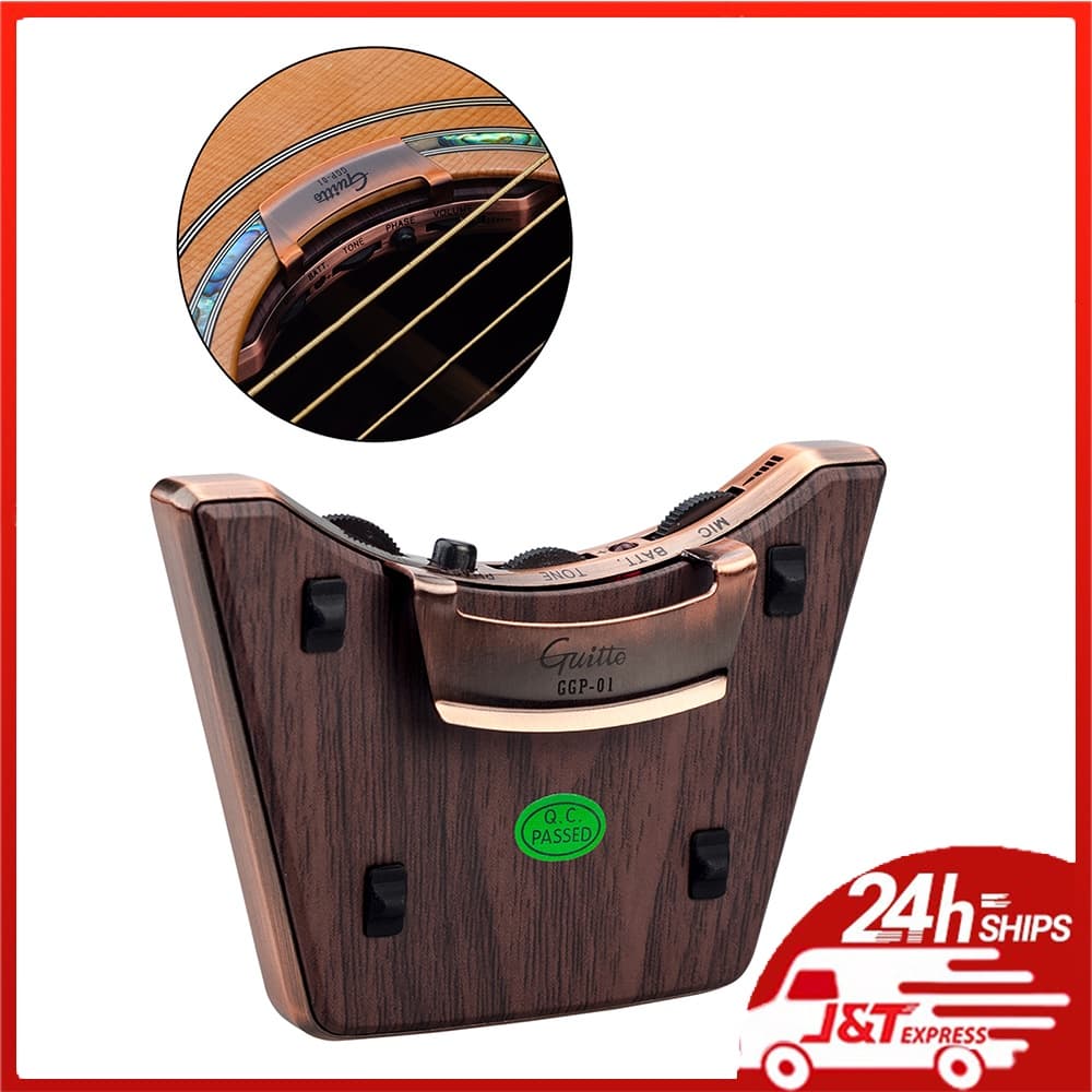 (Promoção) Captador De Buraco De Som Violão Acústico Dual Pickup Modos Piezo + Mic Suporta Tone Volume De Ajuste Função De Fase Fácil Installação Para 36-42 Polegada Clássico Guitarras Folk