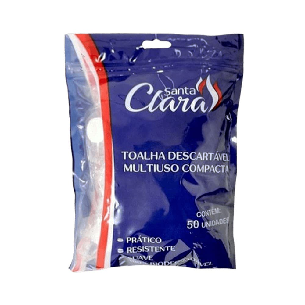 Toalha Desidratada Santa Clara Compacta Multiuso Descartável Estética - Pacote com 50un