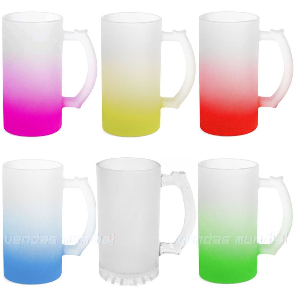 Caneca Para Sublimação Deko De Vidro Jateada Resinada Chopp 475ml