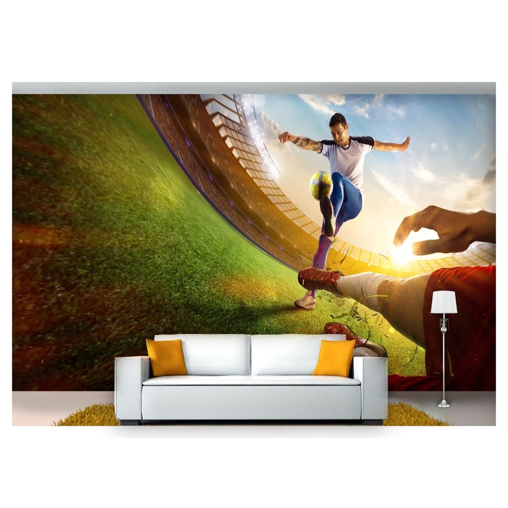 papel de parede Esportes Futebol Bola Campo 3D 7,5m² SPT34