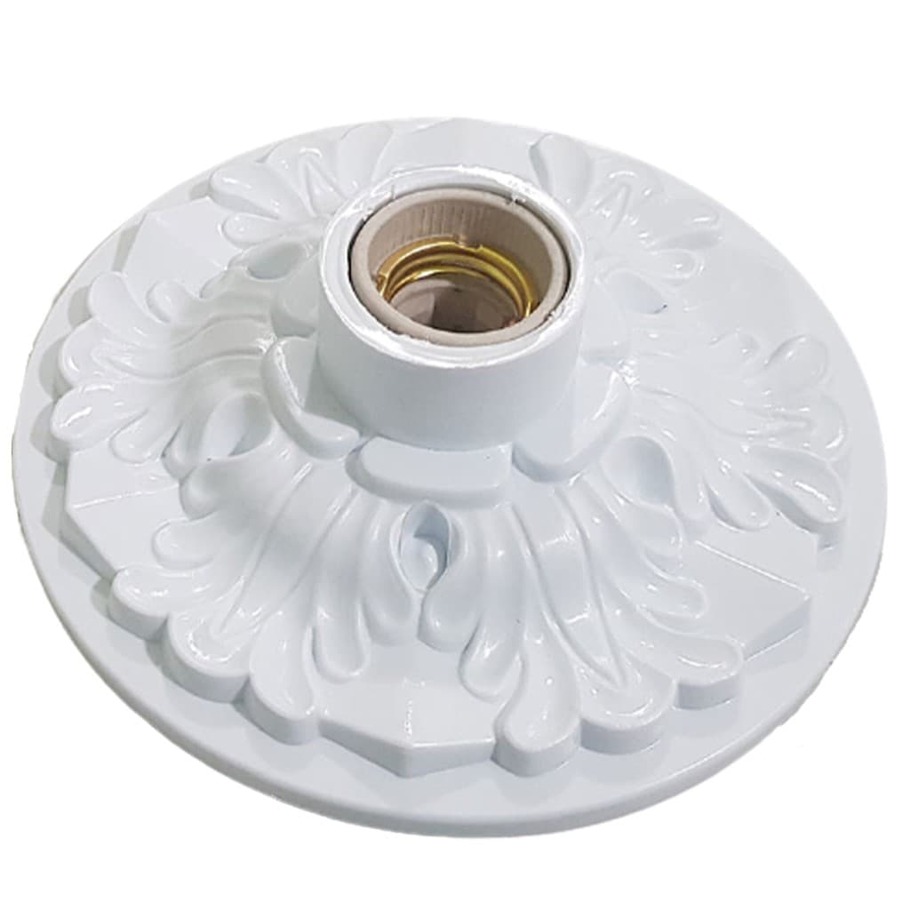 Plafon Plafonier Colonial Branco Soquete Teto Decorativo Lustre Redondo Luminária para Quarto Sala Cozinha Casa