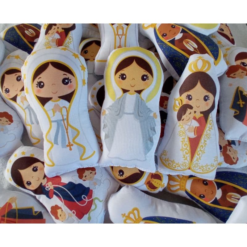 Almofada Nossa Senhora 30cm contornada NANINHA PARA BEBE SANTINHOS CATOLICOS