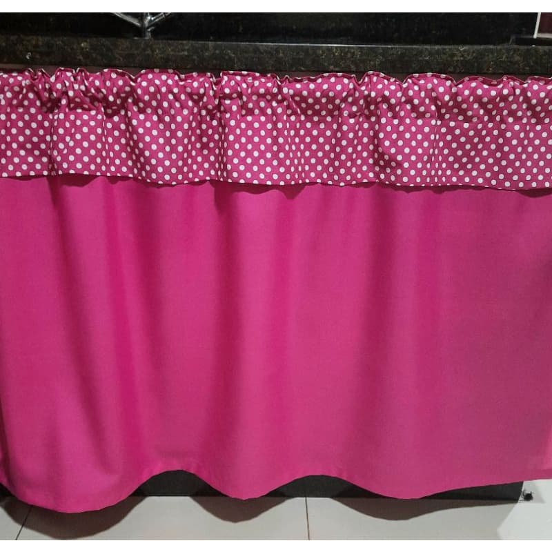 Cortina para pia com bandô Rosa Pink 1.40X0.80