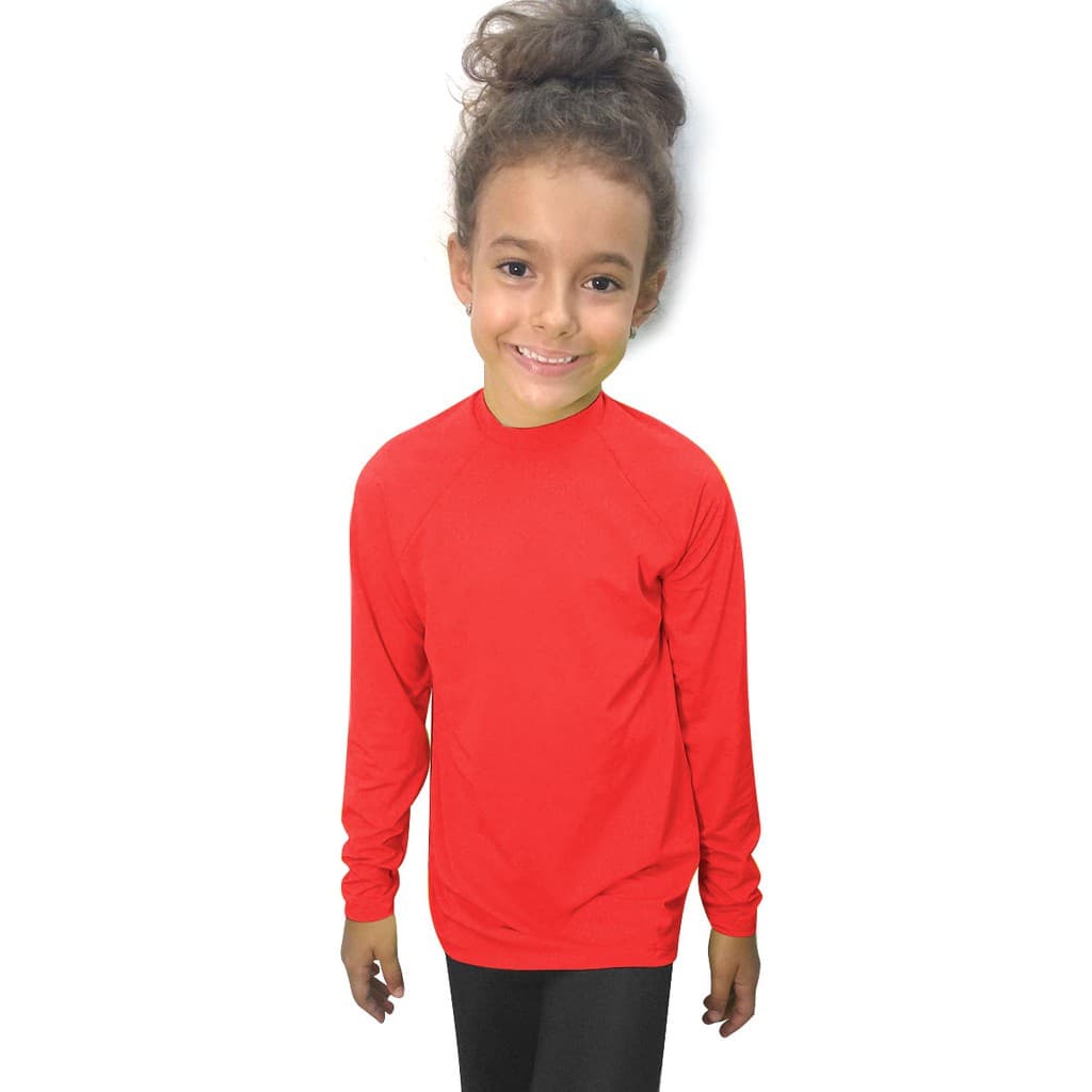 Camisa Kids Infantil Vermelho Térmica Segunda Pele Manga Longa Proteção