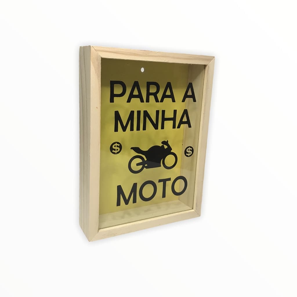 Quadro Porta Dinheiro Cofre Madeira Decoração Moeda Minha Moto