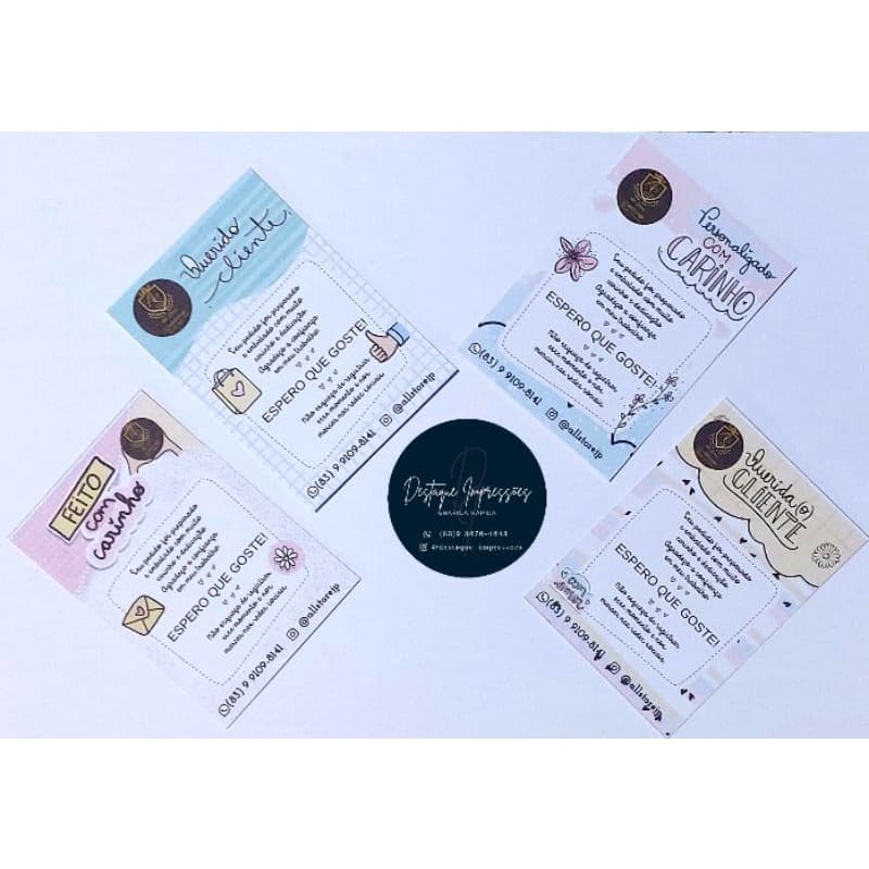 Tags de agradecimento - 9,5cm por 6,5 cm - 100 unidades