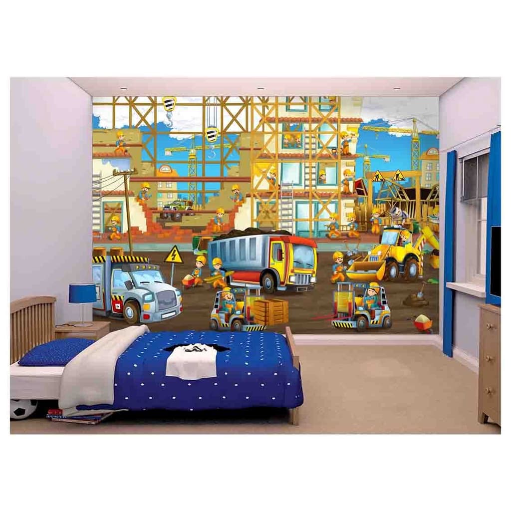 papel de parede Infantil Trator obra caminhão 10m² AZS63