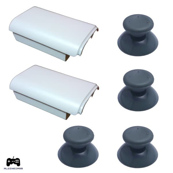 Kit 4 Botões analógicos e 2 Tampa suporte das pilhas para controles do Xbox 360 Branco