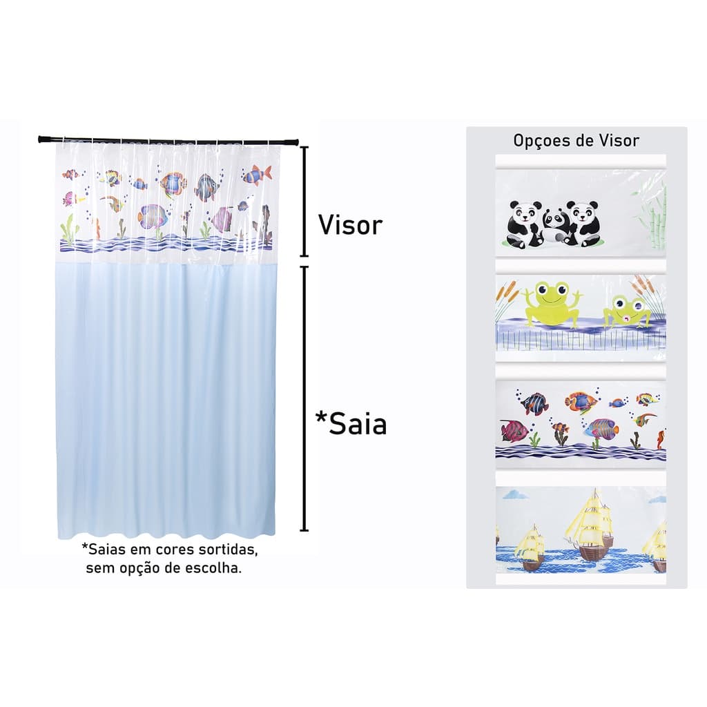 Cortina Box com visor transparente, Estampada 1,38 x 1,98