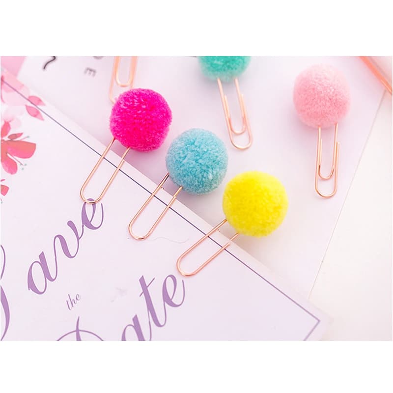 Clip pompom - Clip fofo e divertido vazado para papel