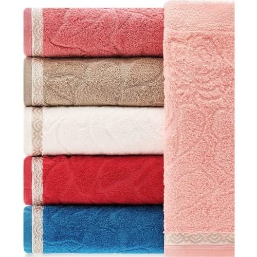 Jogo de  Toalhas Luxuosa   - Kit C/ 3 Banho - Cores Sortidas - Detalhes no Barrado