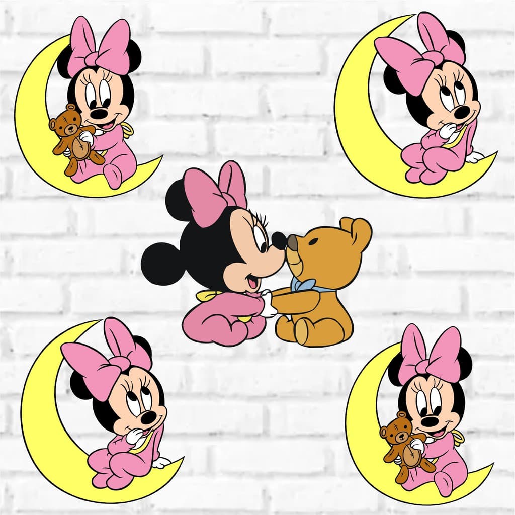Adesivo Decorativo Minnie Baby Menina Princesa Rosa Parede Quarto Infantil
